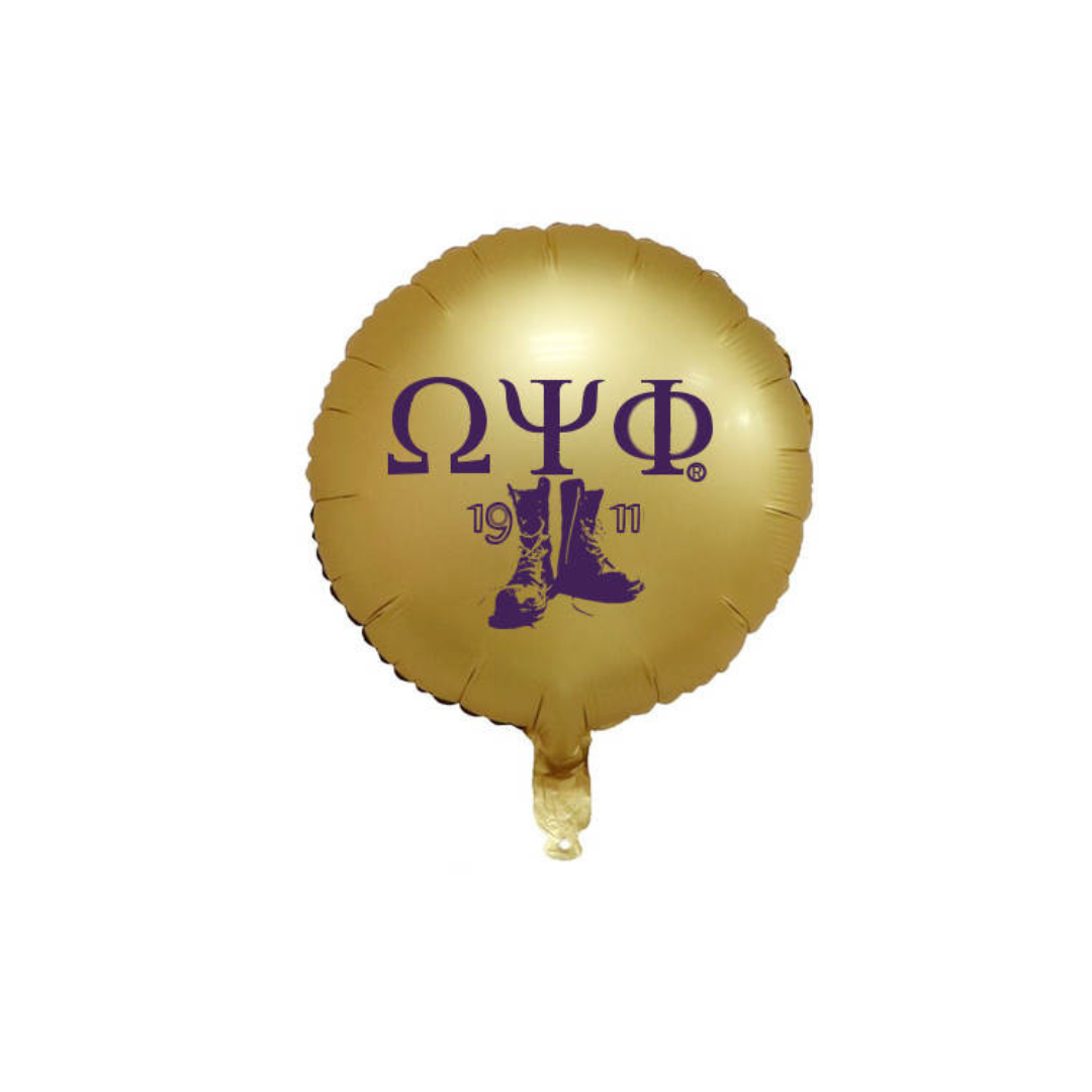 Five (5) Omega Psi Phi, 18-inch Round Mylar/Foil Party Balloons