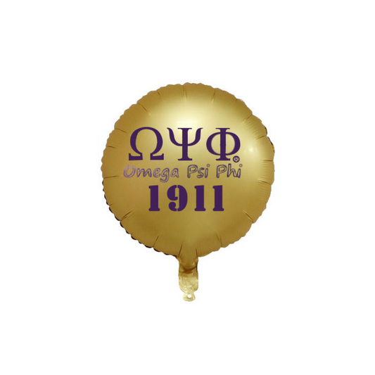 Five (5) Omega Psi Phi, 18-inch Round Mylar/Foil Party Balloons