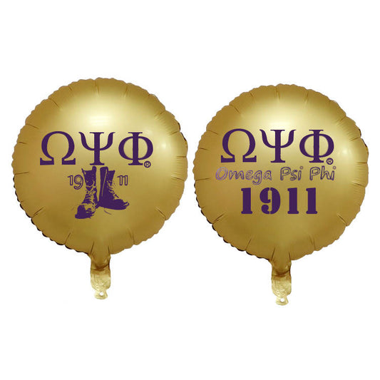 Ten (10) Omega Psi Phi, 18-inch Round Mylar/Foil Party Balloons